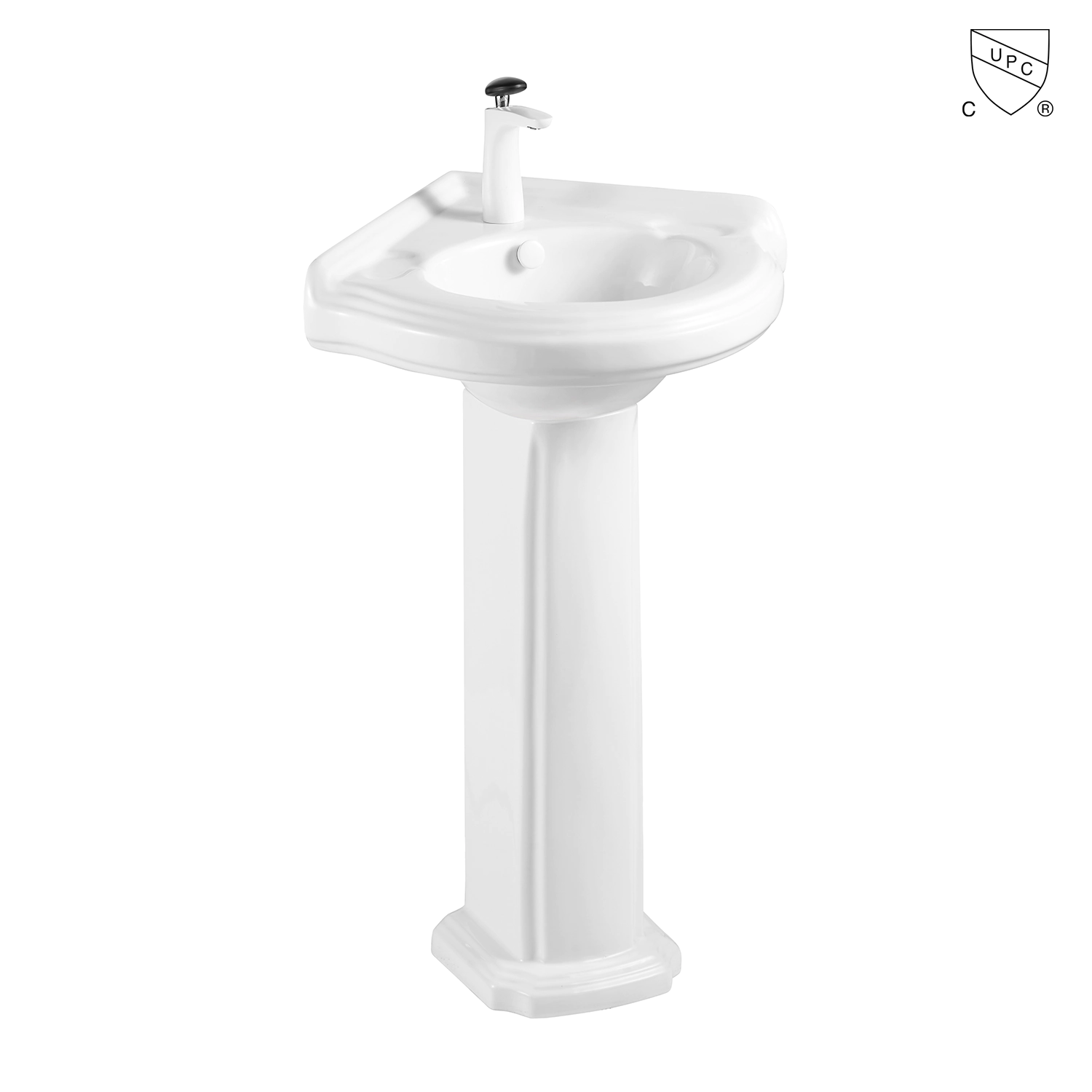 small corner sink 22-inch pedestal sink, cUPC ceramic corner pedestal bathroom sink MB-19358, cupc corner sink manufacturer